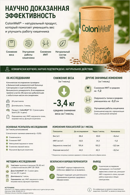 АКЦИЯ 2+1!  ColonWell (для сброса веса и здоровья кишечника) 400 г