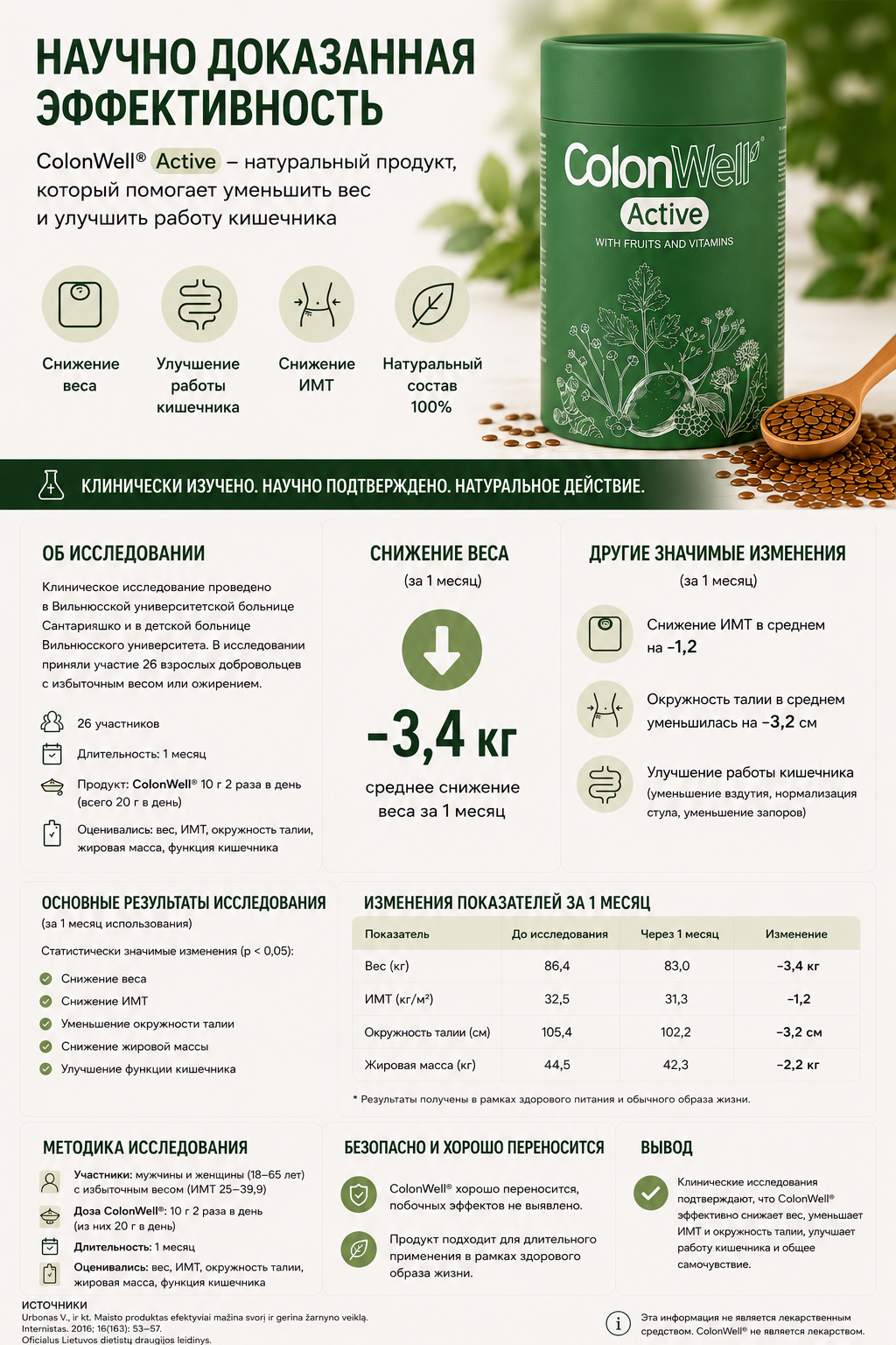 Colonwell Active со вкусом фруктов (для снижения веса и здоровья кишечника с лиофилизированными фруктами)